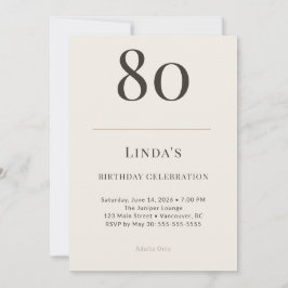 Modern Taupe & Cream 80th Birthday Celebration Kaart