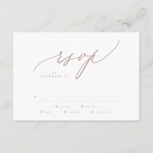 Modern Taupe en White Simple Wedding RSVP Kaartje (Voorkant)
