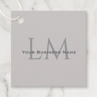 Modern Taupe Gray Monogram Branding Bedankjes Labels