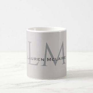 Modern Taupe Gray Monogram Office Style Koffiemok