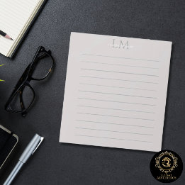 Modern Taupe Gray Monogram Stationery Notitieblok