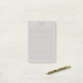 Modern Taupe Gray Monogram Stationery Post-it® Notes (Op bureau)