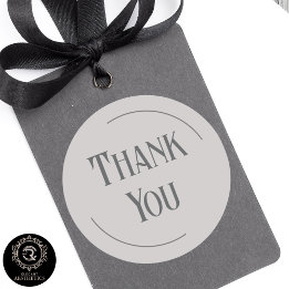 Modern Taupe Gray Thank You Business Branding Ronde Sticker