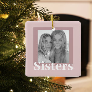 Modern Taupe & Roze   Foto   Sisters Gift Keramisch Ornament