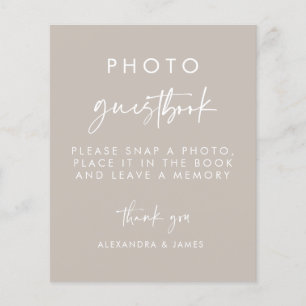 Modern Taupe Script Huwelijksfoto Gastenboek teken