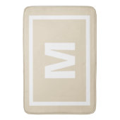 Modern Taupe Simple White Lijst & Monogram Letter Badmat (Voorkant Verticaal)