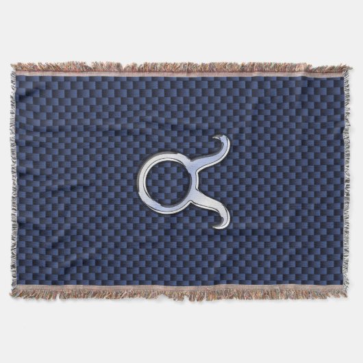 Modern Taurus Zodiac Sign Blue Carbon Fiber Print Deken (Voorkant)