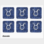 Modern Taurus Zodiac Sign Blue Digital Camouflage Vierkante Sticker (Vel)