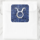 Modern Taurus Zodiac Sign Blue Digital Camouflage Vierkante Sticker (Tas)