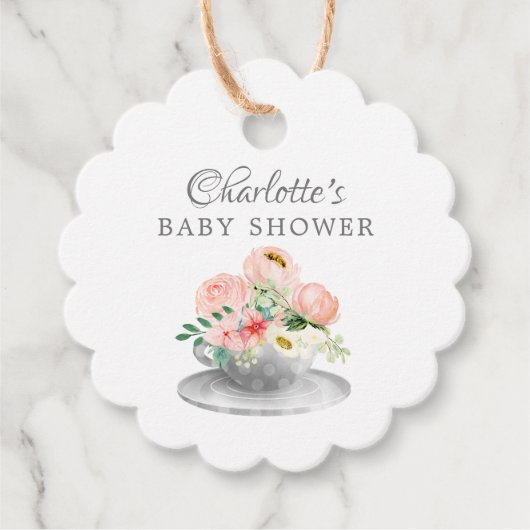 Modern Tea Baby shower Favor Gift Label (Voorkant)