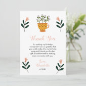 Modern Tea Party Floral Birthday Bedankkaart (Staand voorkant)