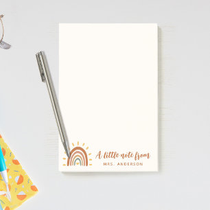 Modern Teacher Custom Name Boho Rainbow Sun Post-it® Notes