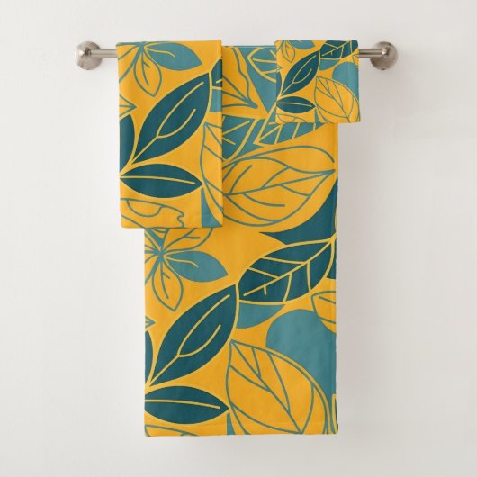 Modern Teal and Gold Botanical Leaf (En situation)