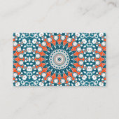 Modern Teal and Orange Mandala Pattern Visitekaartje (Voorkant)