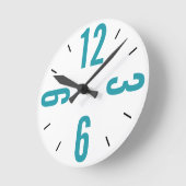 Modern teal blue and black large numers ronde klok (Hoek)