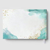 Modern Teal Gold Abstract Beach Wedding Gastenboek (Achterkant)