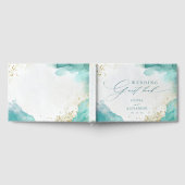 Modern Teal Gold Abstract Beach Wedding Gastenboek (Volledig)