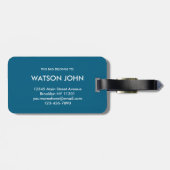 Modern Teal Green Metallic Monogram Initial  Bagagelabel (Achterkant horizontaal)