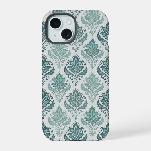 Modern Teal Nordic Damask (Verso)