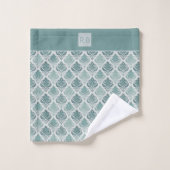 Modern Teal Nordic Damask (Gant de toilette)