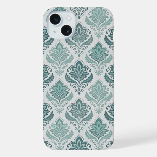 Modern Teal Nordic Damask (Verso)