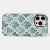 Modern Teal Nordic Damask iPhone Hoesje (Achterkant horizontaal)