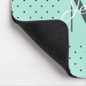 Modern Teal Polka Dot and Monogram Muismat (Hoek)