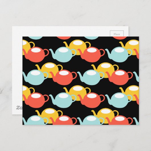 Modern Teapots Pattern Briefkaart (Voorkant / Achterkant)