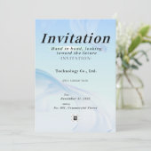 Modern Tech Light Blue Corporate Gala Invitation – (Debout devant)