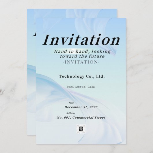 Modern Tech Light Blue Corporate Gala Invitation – (Devant / Derrière)
