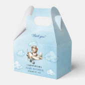 Modern Teddy Bear Aviator Blue Brown Boy Shower  Bedankdoosjes (Voorkant Zijde)