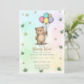 Modern Teddy bear Friendly baby shower Kaart (Staand voorkant)