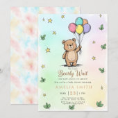 Modern Teddy bear Friendly baby shower Kaart (Voorkant / Achterkant)