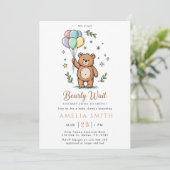 Modern Teddy bear Friendly baby shower Kaart (Staand voorkant)
