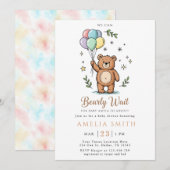 Modern Teddy bear Friendly baby shower Kaart (Voorkant / Achterkant)