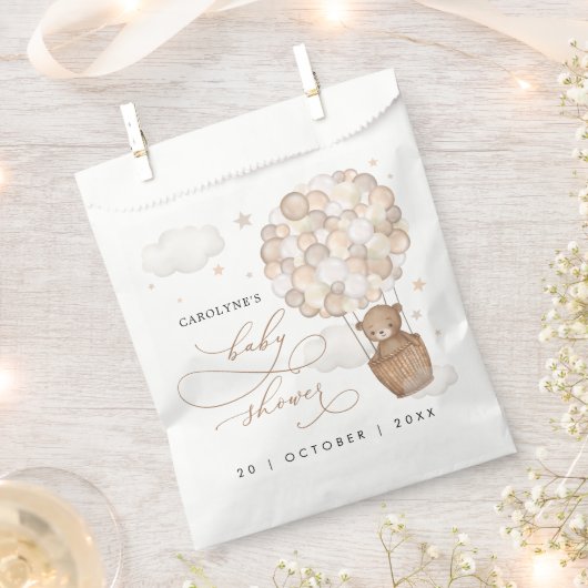 Modern Teddy Bear Hot Air Ballon Baby shower Bedankzakje (Geknipt)