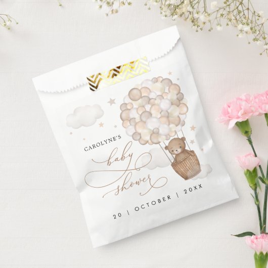 Modern Teddy Bear Hot Air Ballon Baby shower Bedankzakje (Gezegeld)