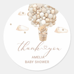 Modern Teddy Bear Waterverf Baby shower Ronde Sticker