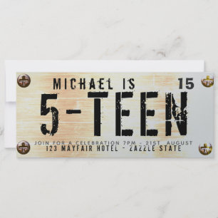 MODERN TEEN Birthday BOY Car LICENSE Bord Rusty Kaart