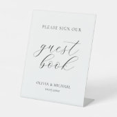 Modern Teken alstublieft onze gastenboek bruiloft Reclamebord Met Voetstuk (Voorkant)