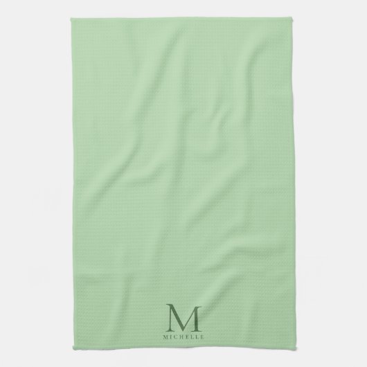 Modern Template Monogram Name Elegant Pale Green Theedoek (Verticaal)