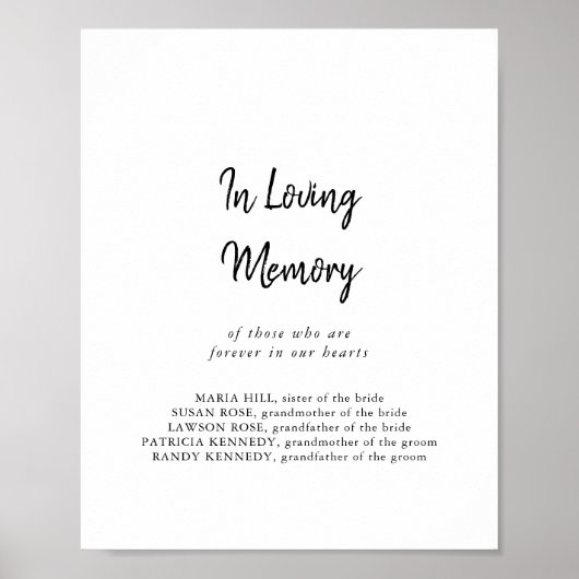 Modern 'Ter nagedachtenis aan' bord Poster (Voorkant)