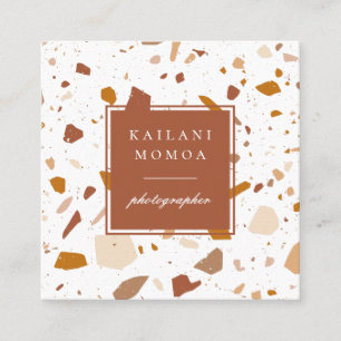 Modern Terra-cotta Terrazzo patroon Vierkante Visitekaartje