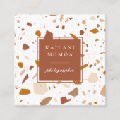 Modern Terra-cotta Terrazzo patroon Vierkante Visitekaartje (Voorkant)