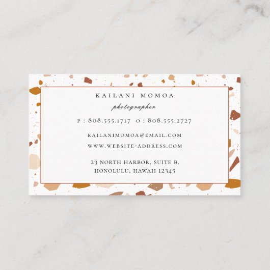 Modern Terra-cotta Terrazzo Pattern Visitekaartje (Achterkant)