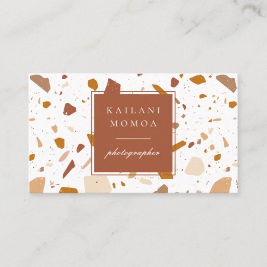 Modern Terra-cotta Terrazzo Pattern Visitekaartje (Voorkant)