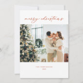 Modern Terracota Elegant kerstfoto Holiday C Feestdagenkaart (Voorkant)