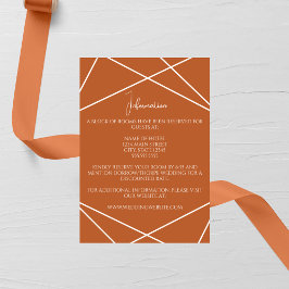 Modern Terracotta and White Geometric Wedding Informatiekaartje