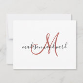 Modern Terracotta Black Script Monogram Note Card Notitiekaartje (Voorkant)