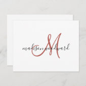 Modern Terracotta Black Script Monogram Note Card Notitiekaartje (Voorkant / Achterkant)